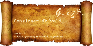 Genzinger Évald névjegykártya